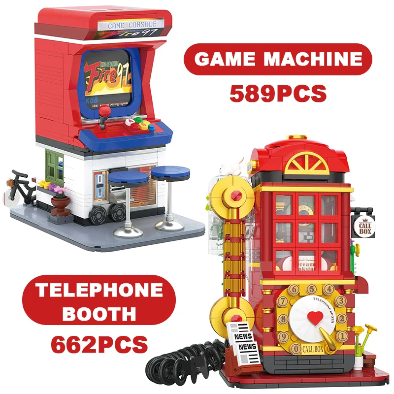 

Creative Telephone Booth Building Blocks Game Machine Street View Architecture Model Assemble Bricks Toy Gift For Kid Girl Adult