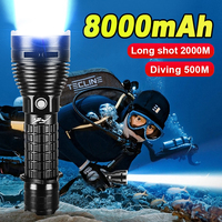 High Power Diving Flashlight IP68 Highest Waterproof Rating Professional Diving Light Powered by 18650 Battery With Hand Rope