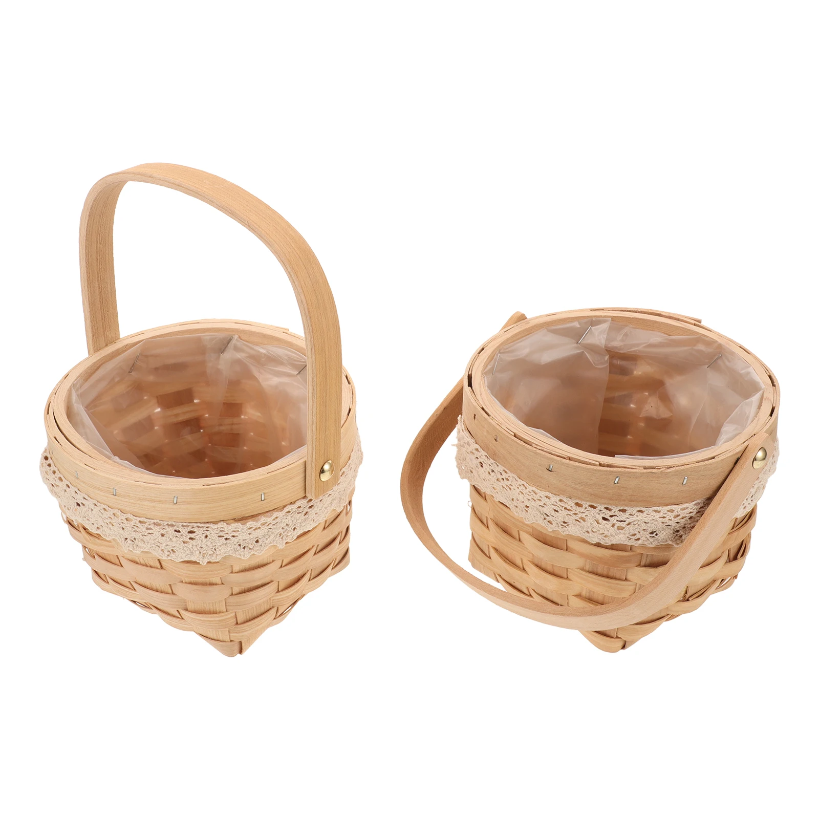 

2pcs Hand Small Flower With Handle Multi-Function Decorative Storage Handheld Basket For Home Decor Gift Basket