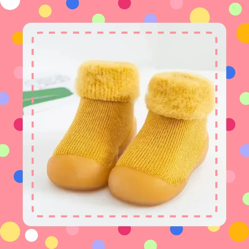 النمط الكلاسيكي لينة وحيد الجوارب أحذية سميكة الدافئة عالية أعلى طفل جديد سميكة حذاء طفل صغير طفل داخلي عدم الانزلاق