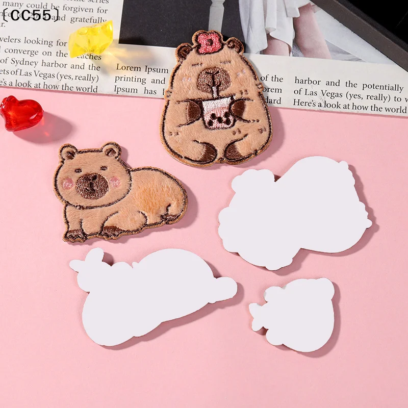 

5pcs Capybara Embroidery Patches Cartoon Animal Iron On Patches For Clothing Adhesive Patches On Clothes DIY Sew Badges〔CC55〕