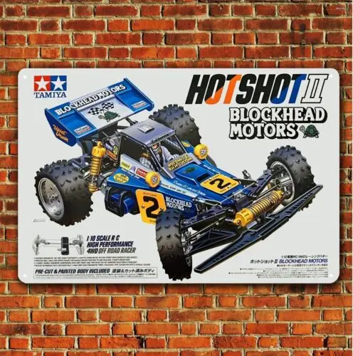 Tamiya Hot Shot 2 Boxart Metal Poster - Vintage Rc Car Tin Sign 20x30cm Plaque  -aluminum