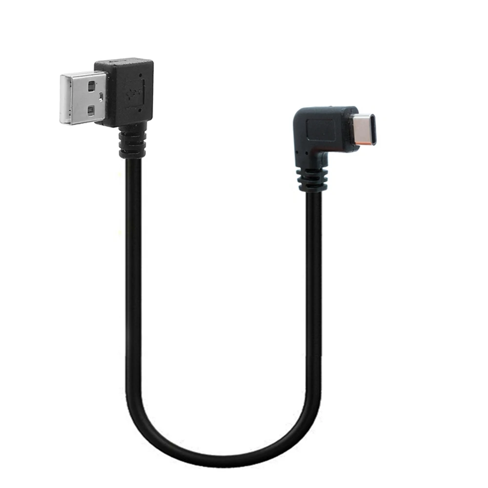 

USB 2.0 (Type A) Plug to USB 3.1 (Type-C) Male Left, Right Angle USB Data Sync, Charge Cable Plug GOLD Coated Bottom Angle