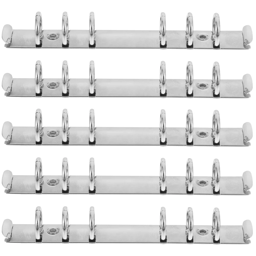 5 Pcs Binder Mechanism Replacement 6 Ring Folder Spine Inserts Silver Notebook Clip Campus