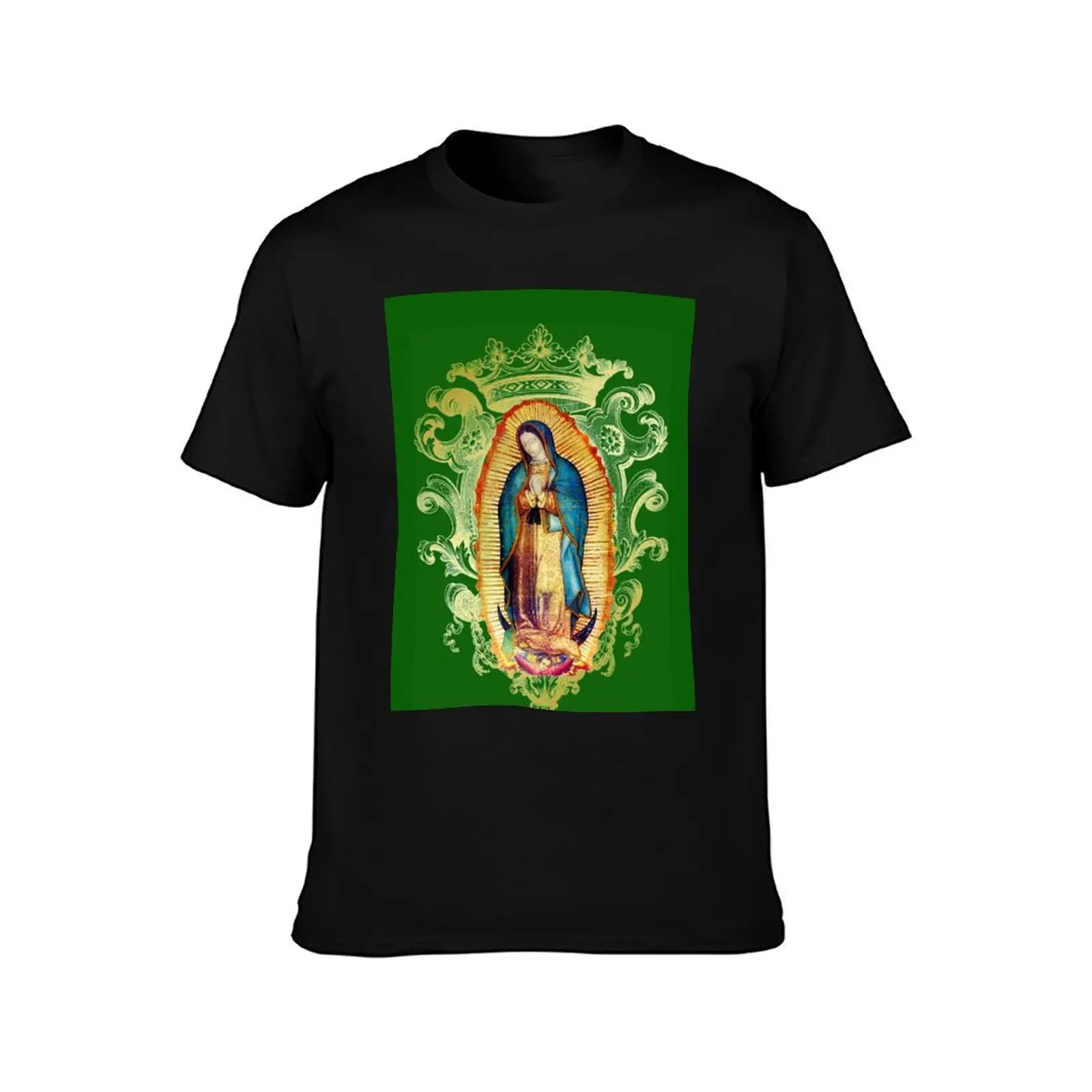 Our Lady of Guadalupe Mexican Virgin Mary Mexico Aztec Tilma 20-102 T-Shirt Work Short Sleeve Cotton Top T-Shirt