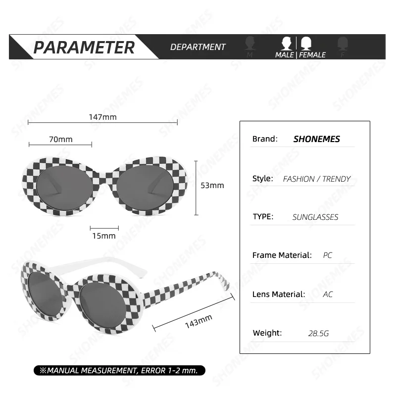 SHONEMES Vintage czarne okulary przeciwsłoneczne w kratę owalne odcienie pikseli zewnętrzne okulary przeciwsłoneczne z ochroną UV białe żółte dla