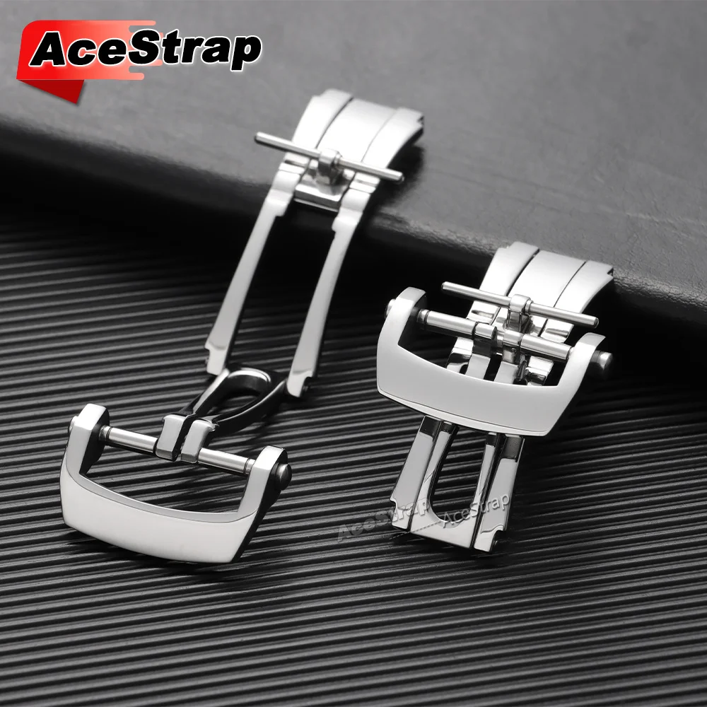 20mm Watch Buckle for Blancpain Watch Strap Clasp Stainless Steel Pin Buckles Deployment Silver Button Folding Buckle with Tool