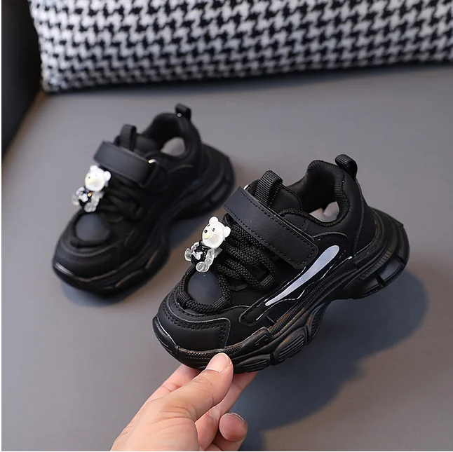 Kids Shoes for Boys Girls Sports Shoes New 2024 Cartoon Bear Children Shoes Leisure Soft Kids Sneakers Non-slip Cute Baby Shoes