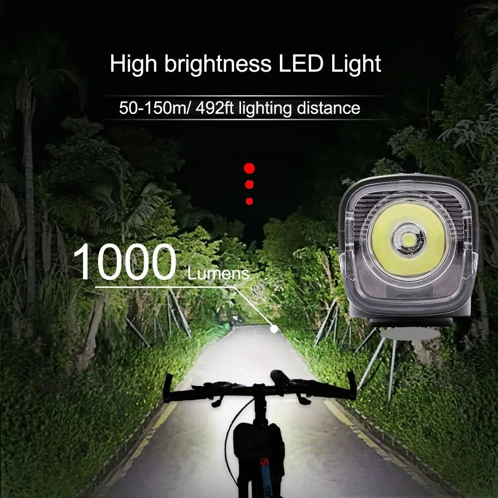 

High-pitch Warning Bicycle Front Rear Light Rainproof Design LED Headlight Cycling Headlight 2000mAh Battery Sensing Technology