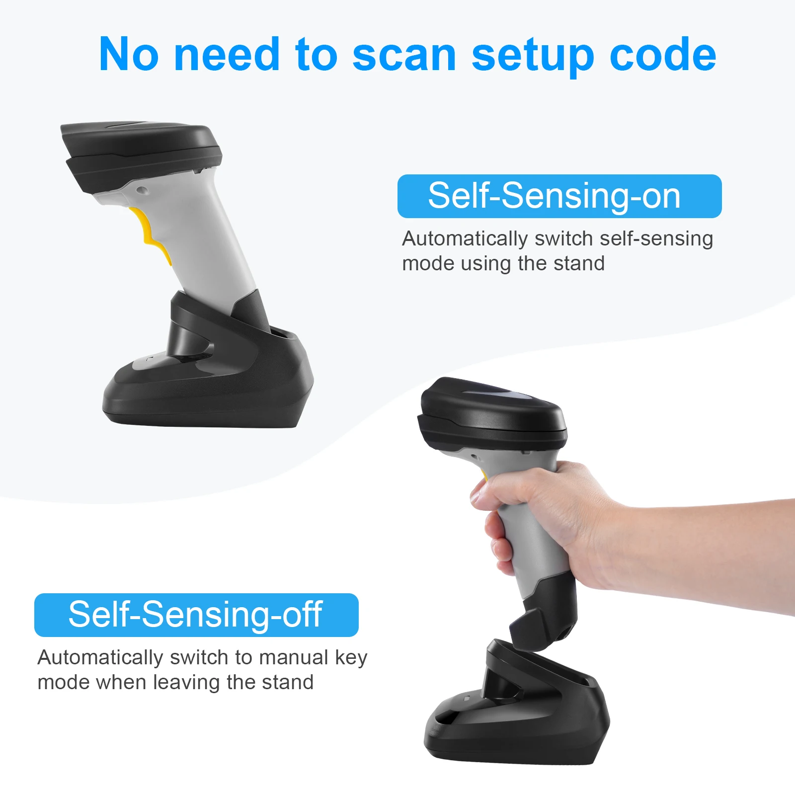 Onewscan، الماسح الضوئي 1D التوصيل والتشغيل، ماسح الباركود اللاسلكي مع شاشة عرض وقاعدة شحن مع جهاز استقبال، المسح السريع. #4