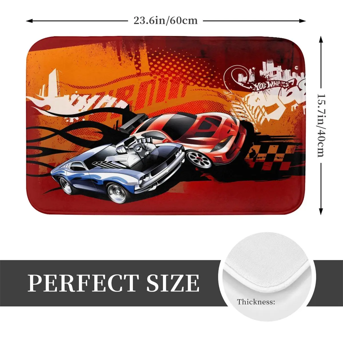 Hot Wheels Welcome Foot Mat for Shower Home Entrance Model Car Bath Mat Quick Dry Bathroom Mats Absorbent Non-slip Toilet Pad