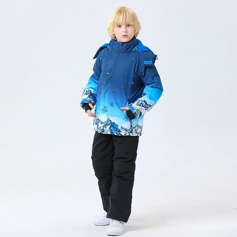 -30℃ Children's ski suit snow set cross-country 100-160cm 5 6 7 8 9 10 11 12 13 14 15 years boys girls Off road Warm waterproof