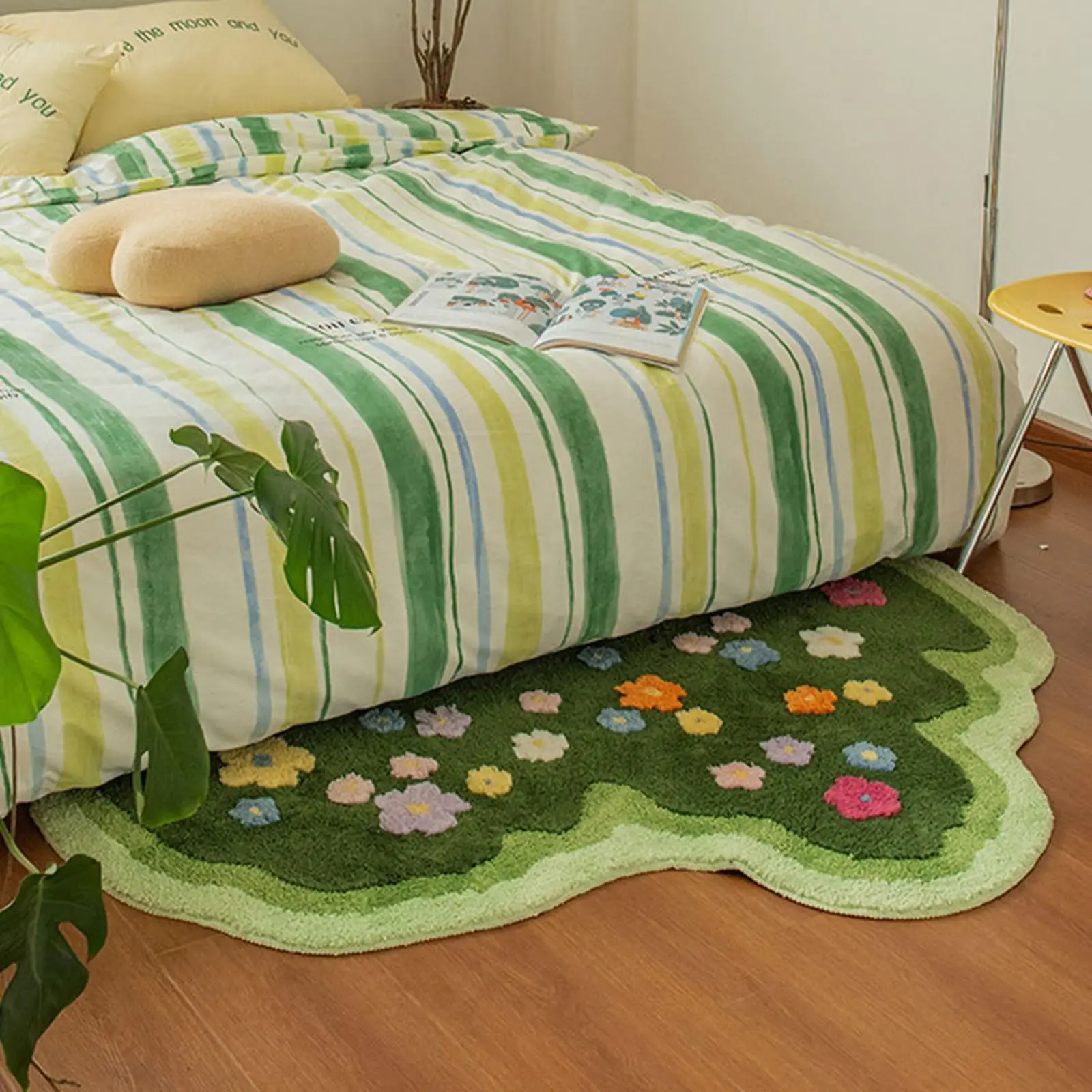 

Plants Flower Rug Decor Creative Fashion Soft Water Absorbent Irregular Area Rug for Guest Room Cafe Household Hotel Apartment