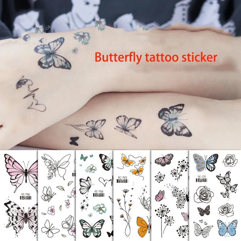 

Flower Tattoo Sticker Blossom Women Body Face Arm Leg Tattoo Sticker Butterfly Children Flase Sticker for Party Temporary Waterp