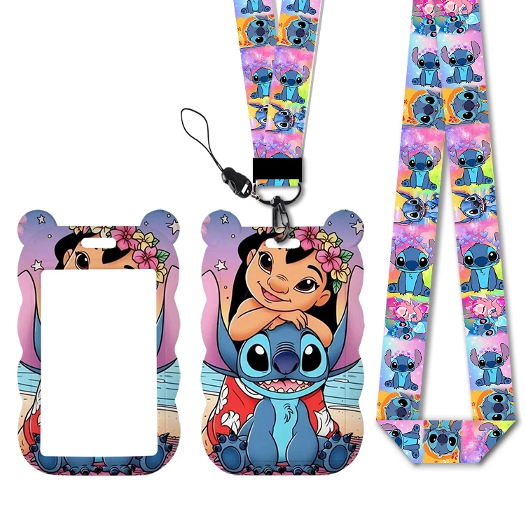 

Stitch Lilo Badge Cute Lilo And Stitch Id Credit Card Student Card Holder Pass Hang Rope Lanyard For Keys Strap Accessories