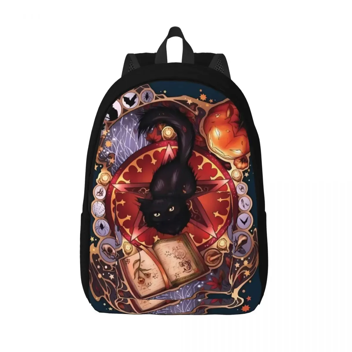 Mysterious Witch Backpack Black Cat Teen Polyester University Backpacks Christmas Gift Large Elegant School Bags Rucksack