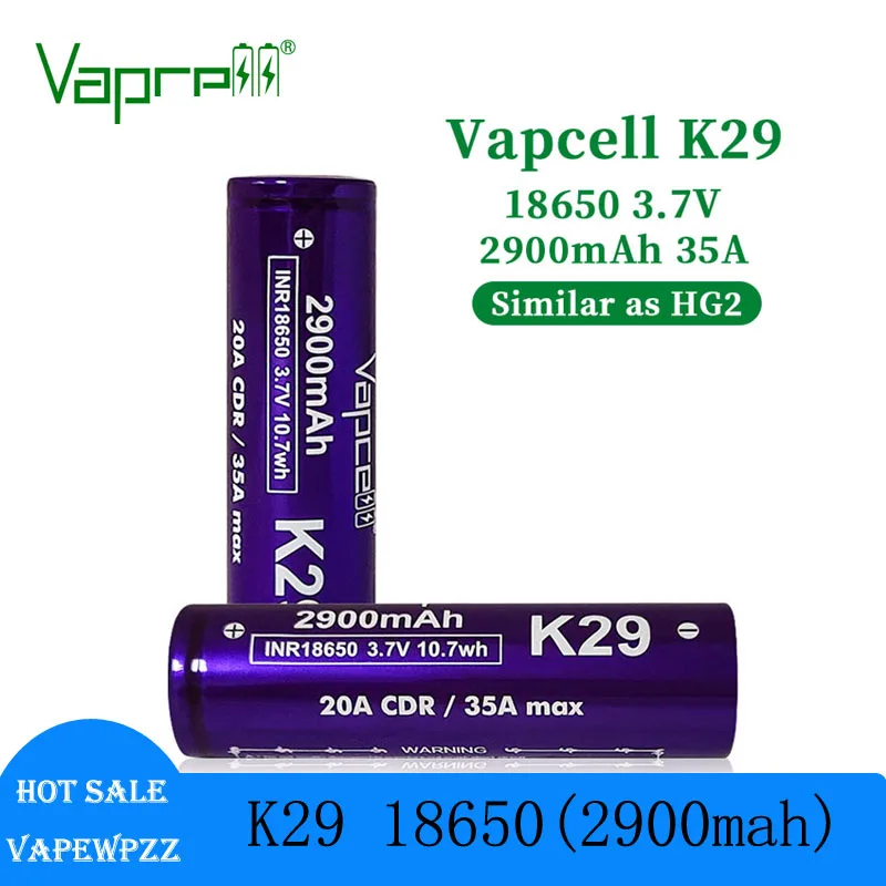 1-10Pcs Original Vapcell K29 INR18650 2900mAh Capacity Battery 25A Max 35A 3.7V Rechargeable  lithium battery Toy Cars Batteries