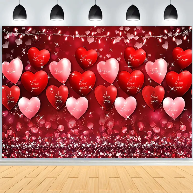 SHENGYONGBAO Red Heart-Shaped Creative Confession Scene Background Valentine's Day Love Photo Studio Photography Backdrops RQ-41