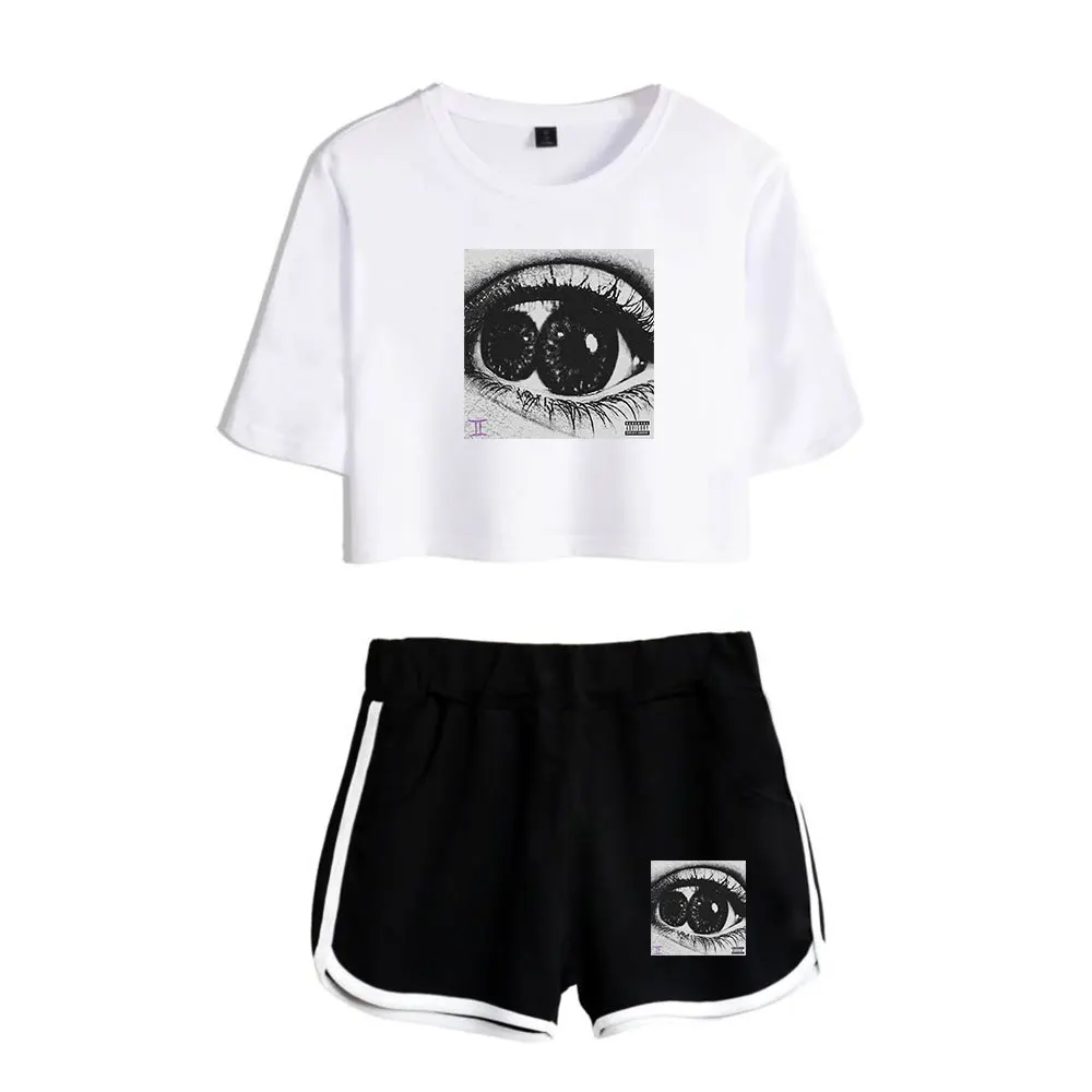 Lucki 2 Faced Suit Vintage 90s logo Merch Tops Two Piece Set Shorts+Lovely TShirt Trendy Suit Harajuku