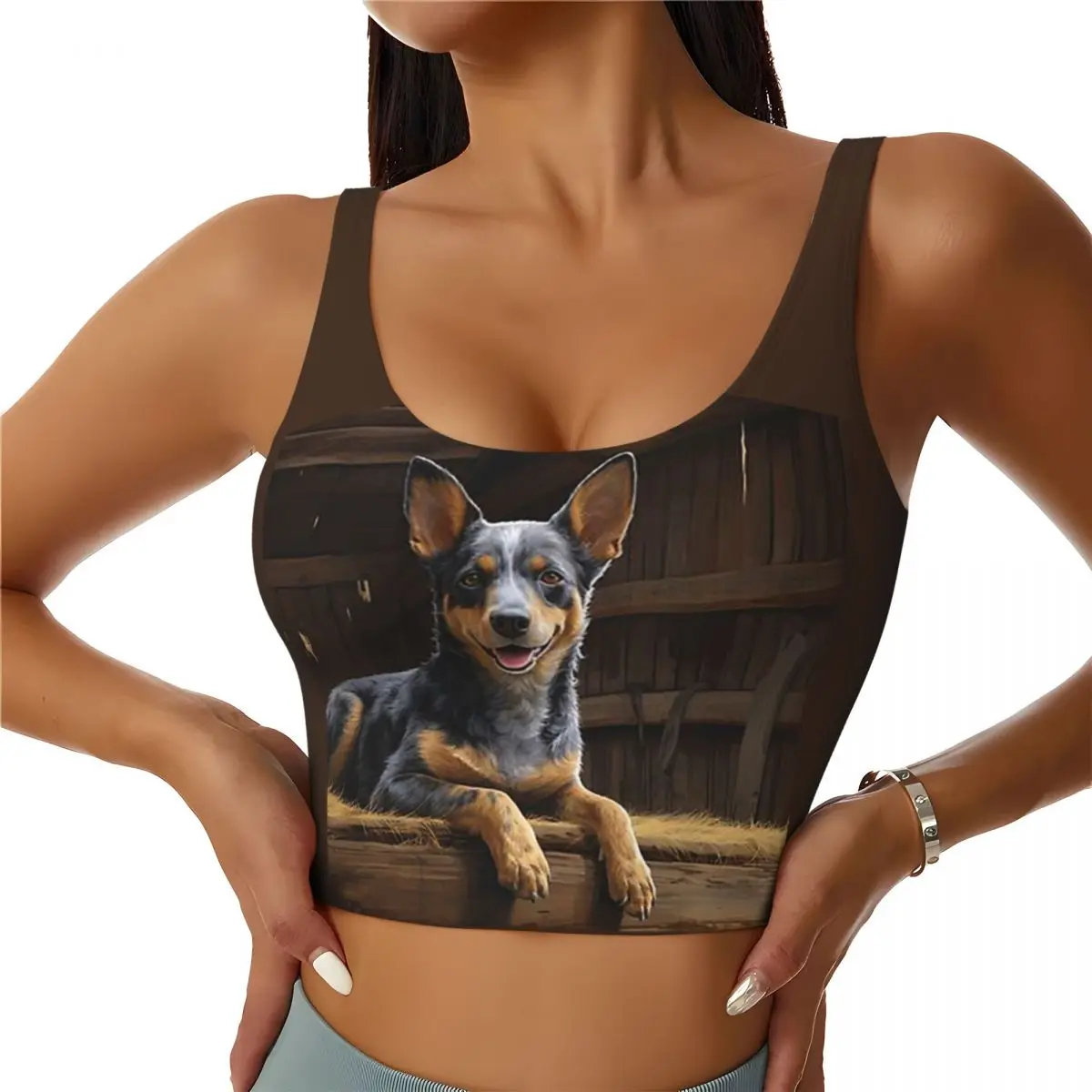 

Custom Australian Cattle Dog Women Sports Bra High Impact Vest Gym Workout Yoga Crop Tank Top