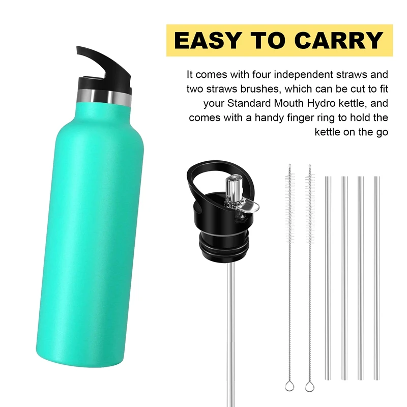 Tappo di cannuccia per bollitore AD Bocca standard per tappo di cannuccia per bollitore idro piatto con cannuccia e spazzola compatibile con la maggior parte delle bottiglie d'acqua sportive