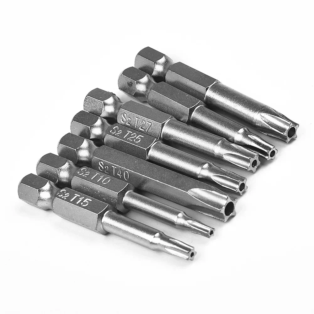 

7Pcs 50mm Torx Screwdriver Bits 1/4" Hex Shank Five-Point Magnetic Screw Wrench T10/T15/T20/T25/T27/T30/T40