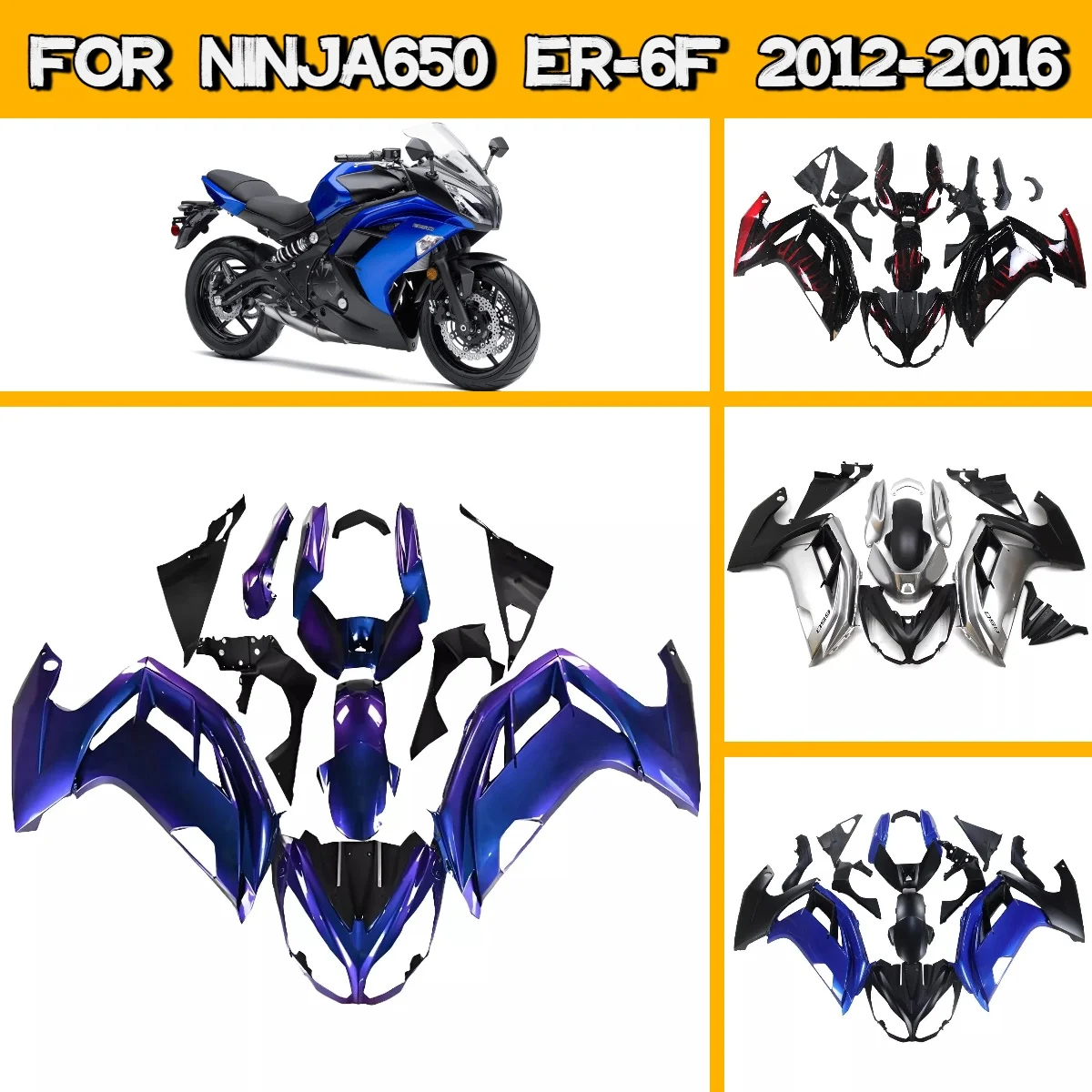 2012-2016 Ninja 650 Plastic Fairings Cover Perfect Fit for 12-16 Kawasaki Ninja650 ER-6F Motorcycle Bodywork Fairing Kit