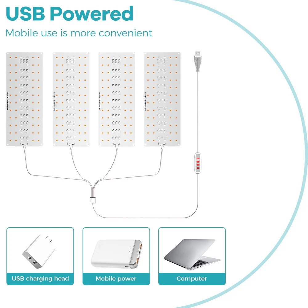 USB LED Pianta Coltiva La Luce Spettro Completo 5V Quantum Board Temporizzazione Auto On/Off Dimmerabile UV/IR Cactus Idroponico Vegs Coltiva La Lampada