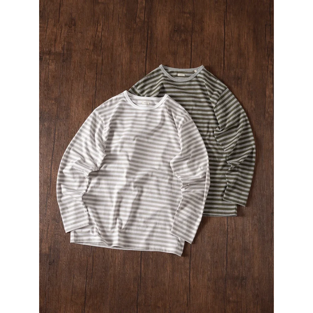 Camiseta de manga larga con rayas, modelo 2026 Nanamica, tejido Coolmax, colección 26SS, estilo marinero vintage, corte holgado, ideal para actividades al aire libre y uso casual, para hombre y mujer.
