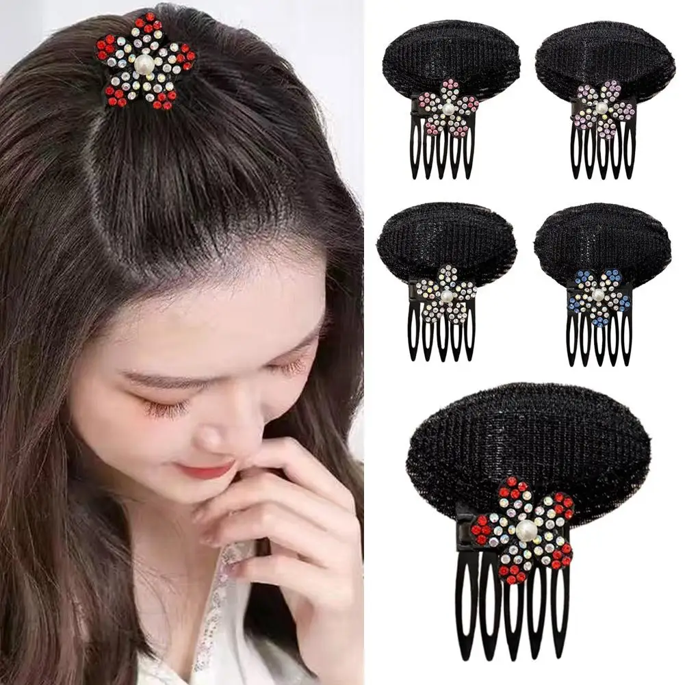 Invisible Fluffy Forehead Hairpin Flower Rhinestone Sponge Clip Insert Comb Volume Base For Women & Girls Puff Hair Accesso F3F3