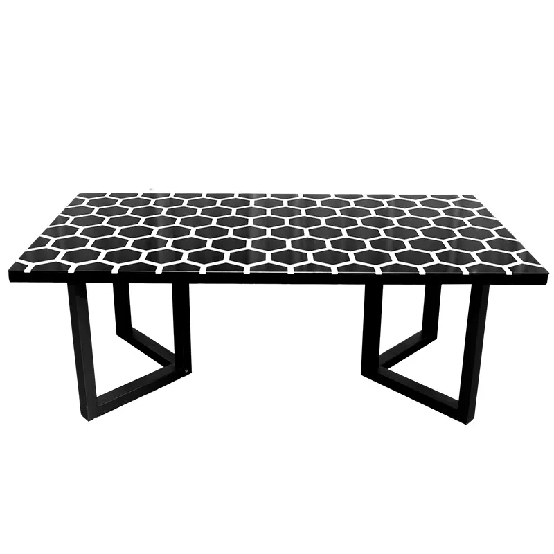 design Honeycomb Living Room Furniture Metal Acrylic legs Table Glass Top Coffee table with Touch-sensitive Light