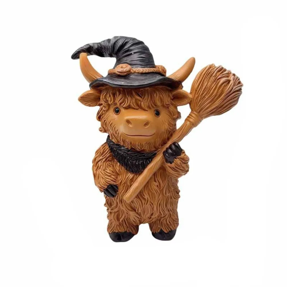 

Crafts Resin Christmas Highland Cow Statue Funny Cute Cow Figurine Decorative Animal Sculpture Desktop