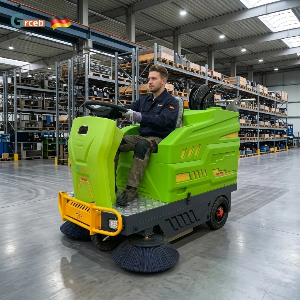High Efficiency HS1450 Ride-On Floor Cleaning Sweeper Electric Street Road Vacuum New Condition Plastic Including Motor Pump