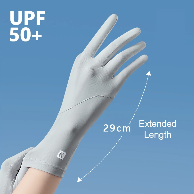 Sun Protection Gloves for Women Cycling Summer Long Sun Gloves Touchscreen Elegant Ice Silk Anti-Slip Lightweight Driving Gloves
