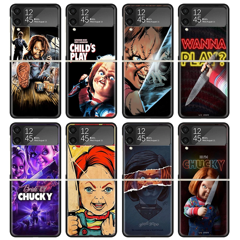 Chucky Child's Play Case For Samsung Galaxy Z Flip 4 5 3 z Flip5 Flip4 5G Hard Phone Cover Flip3 Split Folding Black Plastic Coq