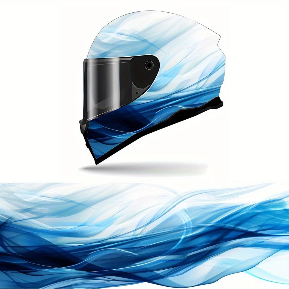 

Full Face Blue and White Fluid pattern Helmet Decals - Durable and Waterproof PVC, self-adhesive Motorcycle Racing Helmet Aesthe