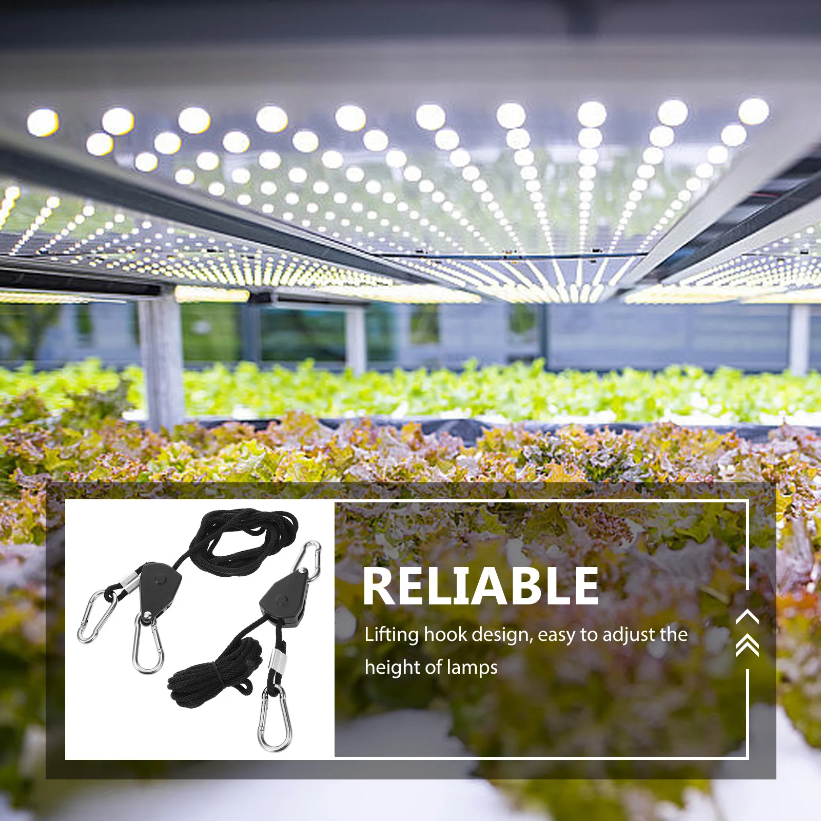 

Heavy Duty Rope Hanger For Grow Light Adjustable Ratchet Clip Hydroponic Lighting Equipment Hanging Basket