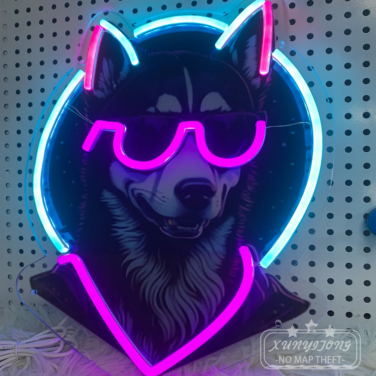 Husky, styling neon custom, applicable, bedroom room decor, party bar, doggy den decor neon lights create atmosphere