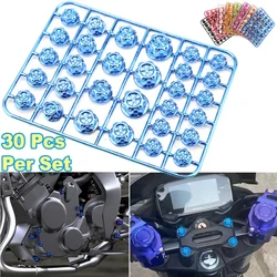 30Pcs Motorcycle Screw Cap Cover Modified Decorative Handlebar Engine Screw Nut Bolt Caps for Yamaha Kawasaki Honda Accessories