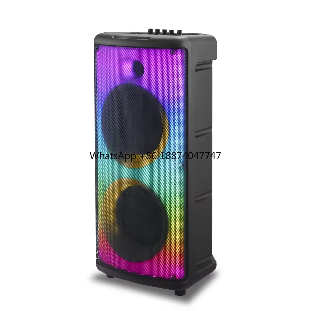 

High Quality Double 6.5 Inch Wholesale Bluetooth Speaker With Colorful Lights Outdoor Portable Trolley Speaker With Microphone