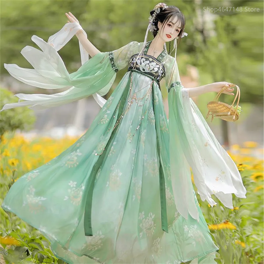 Chinese Hanfu Dress Women Traditional Vintage Halloween Cosplay Costume Blue Hanfu Dress Birthday Party Dress Song Dynasty Hanfu