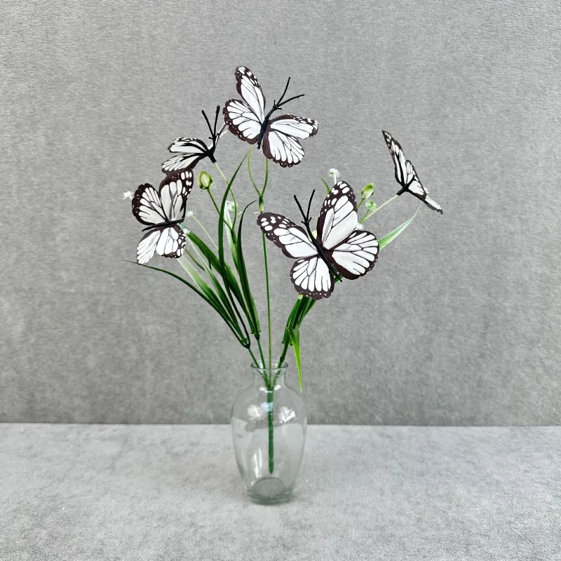 10 Stück künstliche Seidenblumen, weiße Iris mit Fransen, DIY-Requisiten für Fotoshootings, künstlicher Blumenstrauß, 5-gliedrige Schmetterlingssträuße – Detail 12