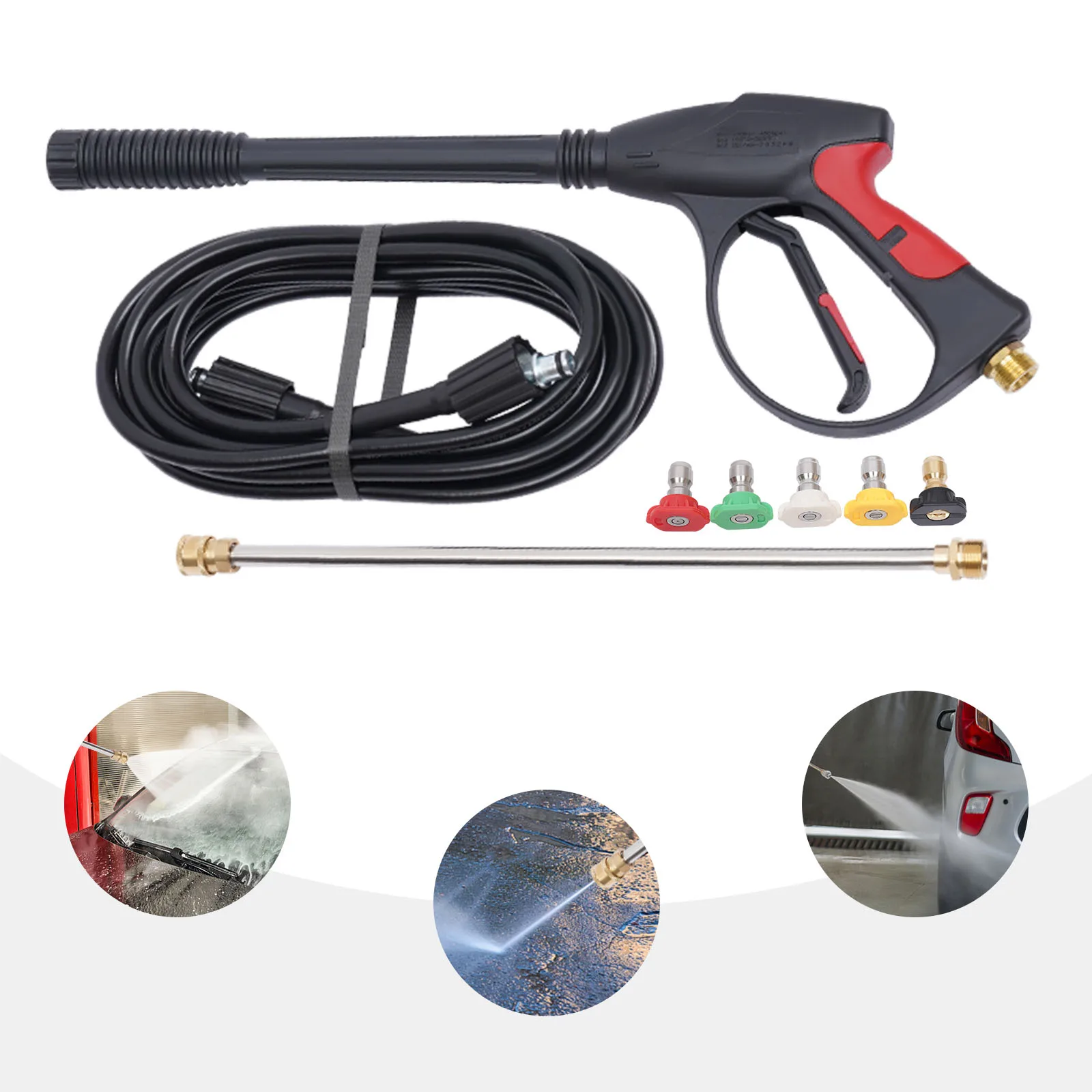 3000 PSI Pressure Washer Gun Power Washer Spray Gun Kit with Universal M22 Connector and 5 Quick Connect nozzles