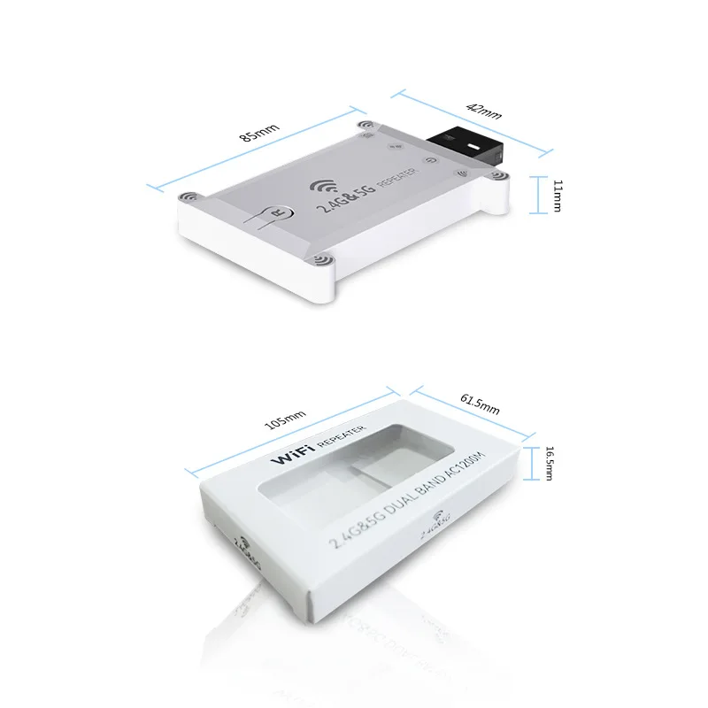 Mini 1200Mbps Wifi Repeater 802.11N Signal Amplifier  with Long Range Wifi Booster and WPS Wireless Network