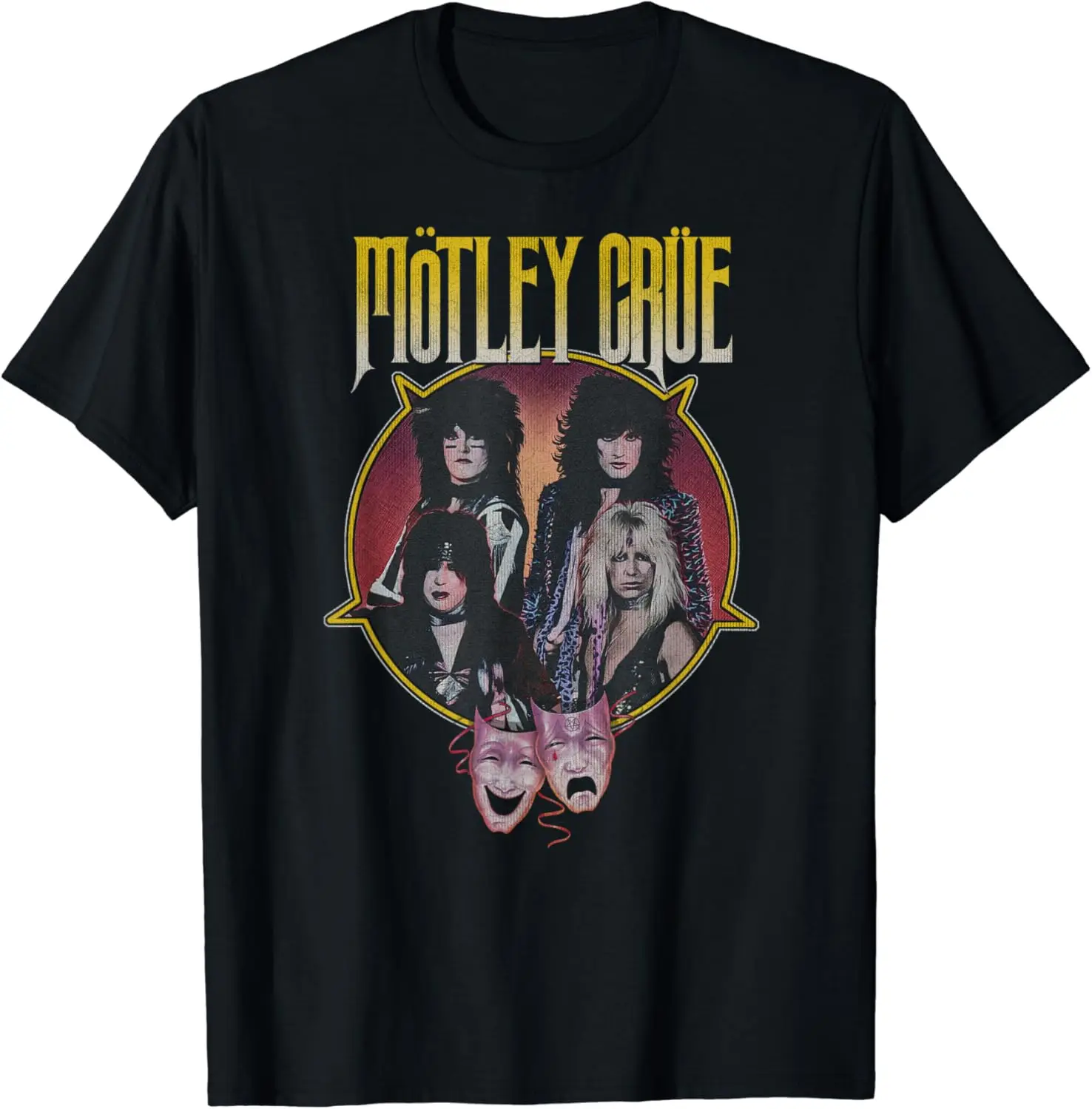 Mötley Crüe - Theatre Of Pain - Pentagram T-Shirt Vintage Short Sleeve Cotton T-Shirts