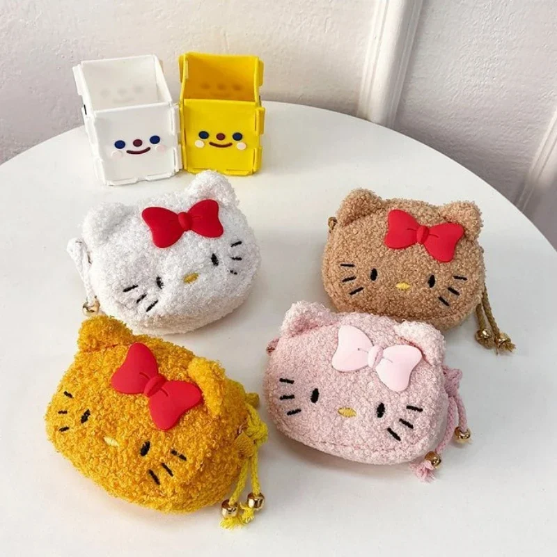 2025 New Sanrio Hello Kitty Kids Shoulder Bag Coin Purse Versatile Cute Accessories Cartoon Anime Toddler Plush Toys Pouch Gifts