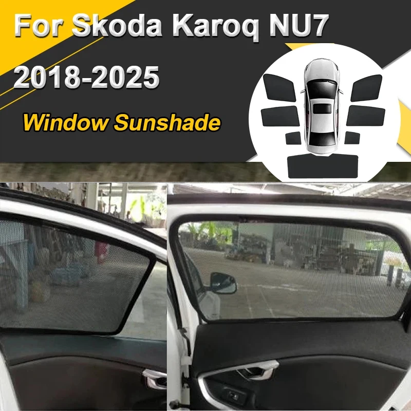Car Sun Shades For Skoda Karoq NU7 2018 2019-2025 Sunshades Mesh Magnetic Heat insulation Curtains Window Visor Auto Accessories