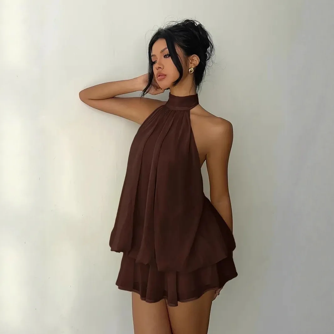 Abito da donna con scollo all' - Y2K Backless Halter Mini Dress recensione e prezzo