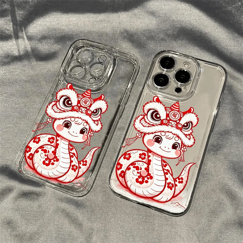 Funda de teléfono para iPhone 16 15 14 13 12 11 Pro Max XR XS MAX 7 8 PLUS MINI exquisita muñeca serpiente bonita funda transparente suave