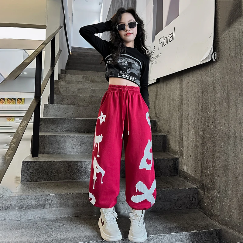 تي شيرت مطبوع عليه حروف سروال مربوط بالكاحل 5 7 9 12 14 15 سنة 2025 ملابس المراهقات للربيع والصيف والفتيات ملابس Midriff بدلة الشارع المحاصيل #2